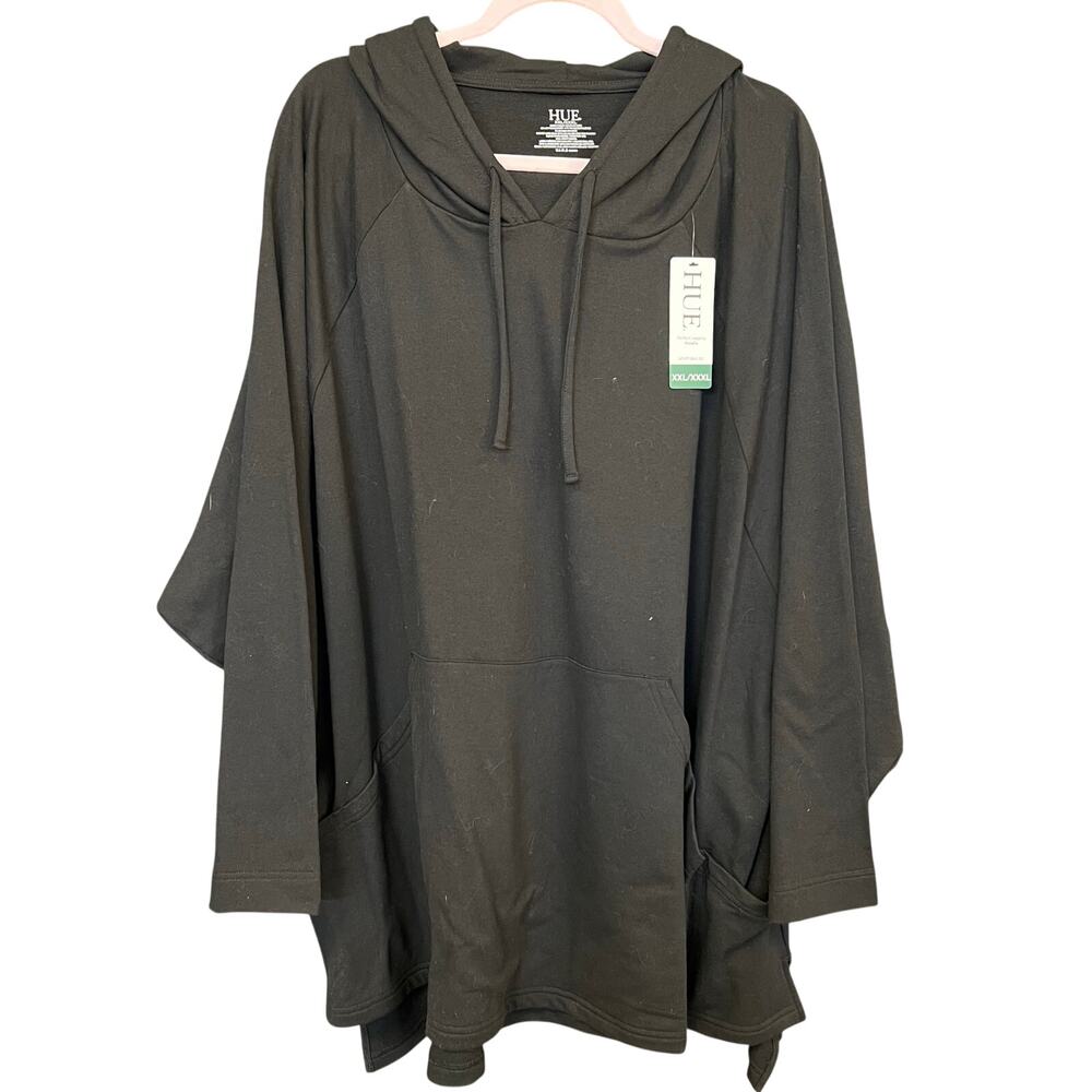 NWT Hue Black Hooded Oversized Tunic Sweater Size 2X/3X